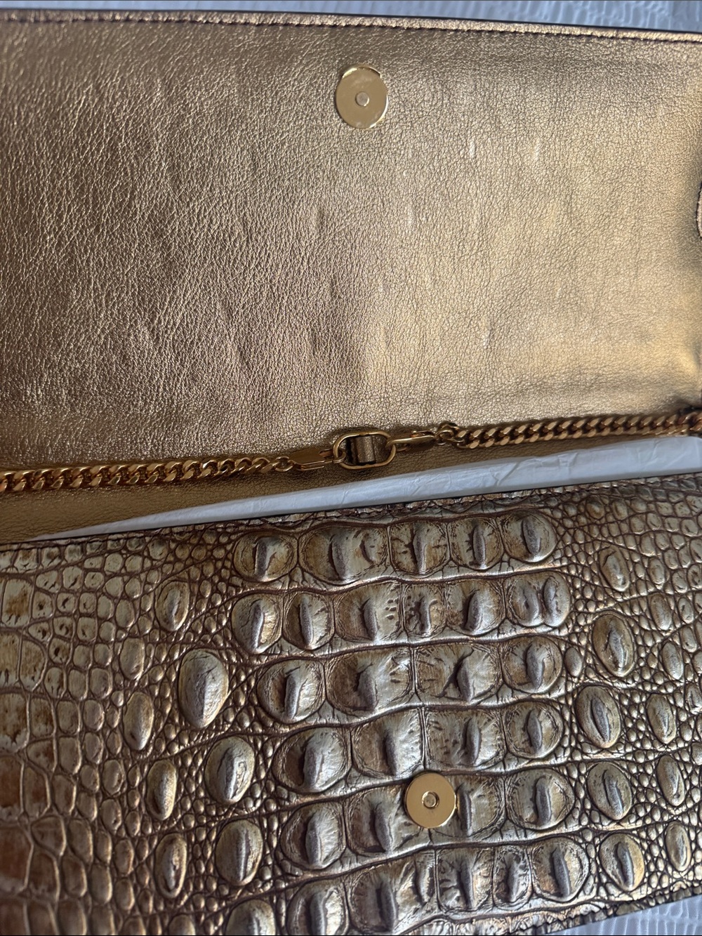 Tom Ford Crocodile embossed shoulder bag gold - Picture 4 of 9